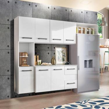 Imagem de Cozinha Suspensa Completa 1,80m Juliete 7 Portas 2 Gavetas Branco
