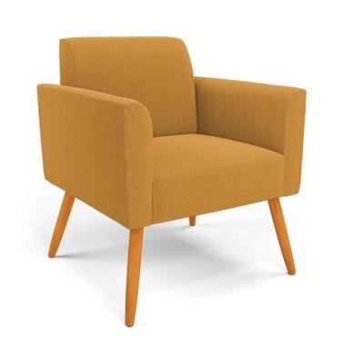 Imagem de Poltrona Sala Estar Pé Palito Castanho Marisa Bouclê Mostarda D03 - D'rossi