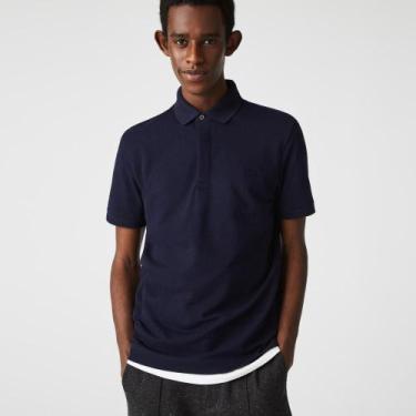 Imagem de Polo Lacoste Regular Fit Paris em Piqué Stretch, XGG, Azul marinho