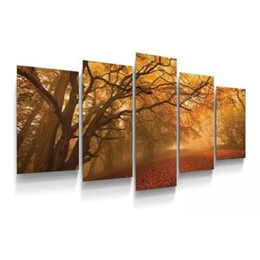 Imagem de Kit quadro decorativo 5 peças 95x60cm Árvores Floresta Paisagem