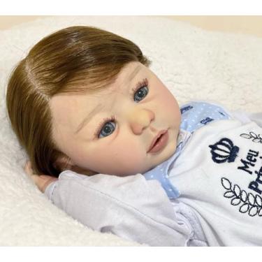 Imagem de Bebe Reborn Boneca Príncipe Fio A Fio Toma Banho Vinil, 50cm , Enxoval