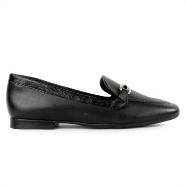 Imagem de Mocassim Comfortflex Metallic Detail Feminino, Preto, Dourado, 37