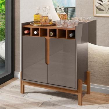 Imagem de Bar com Adega Madrid Cinza Perola Cedro