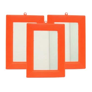 Imagem de Kit 10 Espelhos Decorativos com Moldura Plástica Laranja 12x18 cm – Espelhos para Maquiagem e Decoração