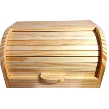 Imagem de Caixa porta pão pães grande com tampa retrátil de madeira pinus