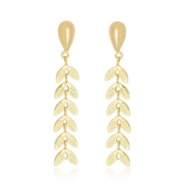 Imagem de Brinco Ouro 18k 8185 3,6cm Hipoalergênico - Mariah Store Semijoias