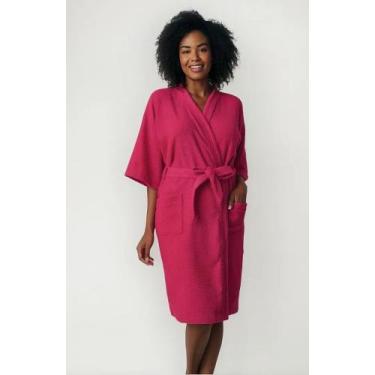 Imagem de Roupão Quimono Unissex Atoalhado Lepper , Rosa, GG