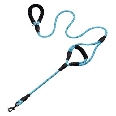 Imagem de Coleira para animais de estimação de 1,5 m/1,8 m, perfurador à prova de explosão, gancho de metal de rotação de 360°, adequado para cães, com tira refletiva, versão de corda redonda/plana, equipamento