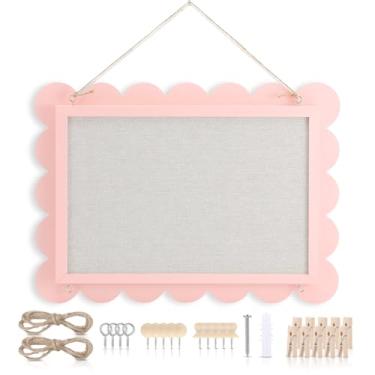 Imagem de AmazingSpark Conjunto de quadro de avisos de linho de renda, 40,6 x 30,5 cm, quadro de avisos, decorativo para escola, escritório e casa