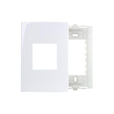 Imagem de Placa Com Suporte Margirius Sleek 4x2 Para 2 Módulos Horizontais Branca