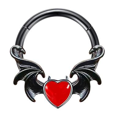 Imagem de FLOGWE Anel de septo de morcego 16G Brincos de segmento de dobradiça sem costura 316L brinco de aço inoxidável argola torre helix tragus cartilagem piercing joia para mulheres e homens