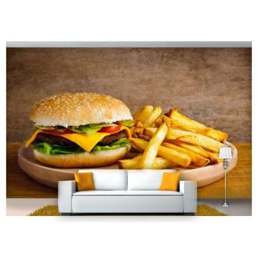 Imagem de Papel De Parede Chesseburguer Queijo Carne 3D Al162 - Você Decora