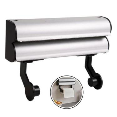 Imagem de Suporte Dispenser Porta Papel Filme Alumínio Toalha Cortador - Kadê