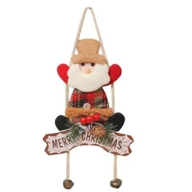 Imagem de Enfeite de pelúcia de Natal de Papai Noel - Ornamentos de árvore de Natal de boneco de neve de pano com sinos - Decorações de férias para casa, dia de Ação de Graças, escritórios, festas, paredes