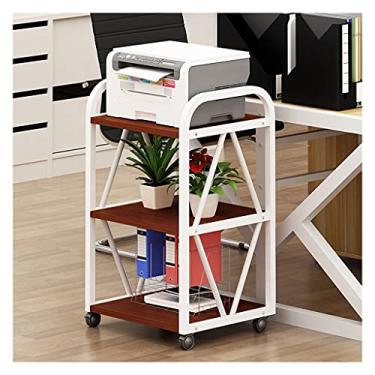 Imagem de YWangQiang Suporte de impressora, suporte de cópia, suporte de impressora, rack de armazenamento de três camadas, prateleira de arquivos, estante de livros para casa, escritório, cozinha, artigos