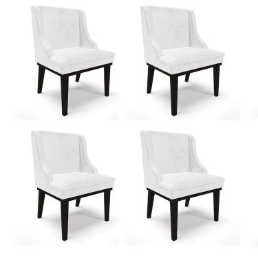 Imagem de Kit 04 Cadeiras De Jantar Corano Branco Base Madeira