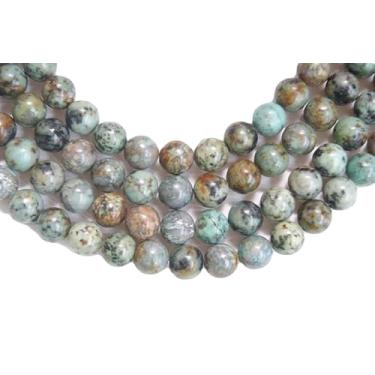 Imagem de Lady Works Fio de pedra natural turquesa africana de 33 cm, contas lisas redondas de 12 mm para fazer joias DIY | Beads_00677