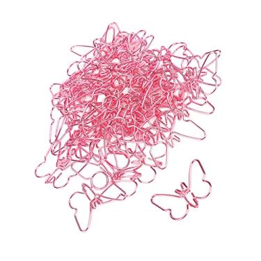 Imagem de Alomejor Clipes de Papel, 50 Peças de Borboletas Em Forma de Ferro Rosa Com Revestimento Colorido para Escritório, Escola, Casa