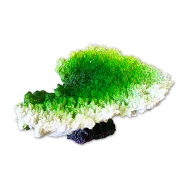 Imagem de Gingerbread Pet Supply Escultura de coral para aquários de água doce e salgada, mesa verde realista pequena decoração de coral pedra de pólipo - 25,4 cm x 20,3 cm x 11,4 cm