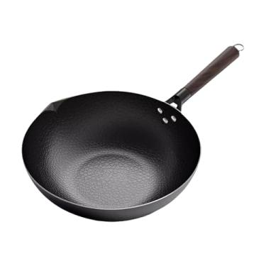 Imagem de YWJLQH Wok Pan 12.60inch wok antiaderente revestimento fervendo sautee ferro wok chinês wok para queijo bolo panquecas sanduíches pão frito, Sem Tampa de Madeira