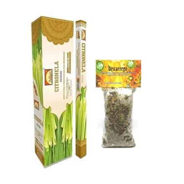 Imagem de Incenso Indiano Longo Jardim Parimal Citronela - 10 varetas + Banho de Ervas Descarrego das Energias Negativas