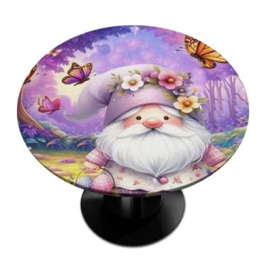 Imagem de hongjinglin Toalha de mesa redonda com borda elástica de Páscoa, toalha de mesa redonda limpável para ambientes internos e externos, pátio, jantar, cozinha, festival, decoração para mesas de 114 a 127