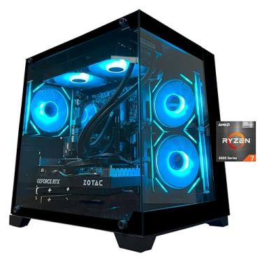 Imagem de YAWYORE Computador desktop para jogos, Ryzen 7 5700X, RTX 5060, RAM DDR4 de 32 GB e SSD NVMe M.2 de 1 TB, cooler líquido 240, ventiladores ARGB, escritório de design de jogos