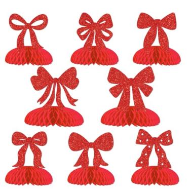 Imagem de Centro de mesa de centro de mesa com laço vermelho com glitter, decoração de festa de aniversário, gravata borboleta de princesa para meninas, mulheres, tema de laço, chá de bebê, aniversário, chá de