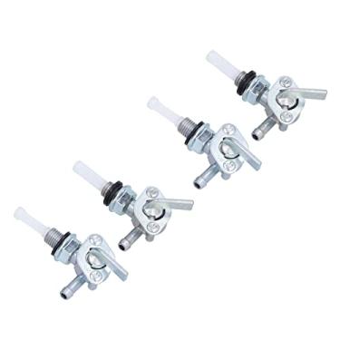 Imagem de Akozon Válvula de Corte do Tanque de Combustível de Aço Inoxidável de 4 Unidades para Geradores, Válvula de Interruptor do Tanque de Gás de 90 Graus Compatível Com Várias Marcas, Modelo M10X1.25,