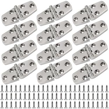 Imagem de Laorde Dobradiças de aço inoxidável 316 de grau marítimo dobradiça de escotilha de barco resistente de 7,6 cm x 3,8 cm (76 mm x 38 mm) dobradiça de porta de armário com parafusos (pacote com 12)