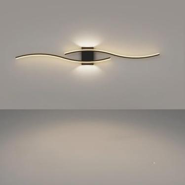 Imagem de Conjunto de luminárias de parede lineares minimalistas em estilo nórdico - Design moderno e simples com grades para sala de estar e quarto, iluminação moderna para cabeceira (B)