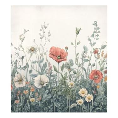 Imagem de Blueangle Capa de ímã de lava-louças de flores vintage, decoração de capa frontal de lava-louças, adesivos de eletrodomésticos, adesivos de eletrodomésticos, adesivo magnético decorativo de 58,4 cm C