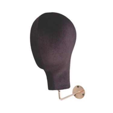 Imagem de harayaa Suporte de parede para cabeça de manequim feminina em veludo, com 54 cm de circunferência, ideal para exibir chapéus e perucas. Perfeito para uso, Preto