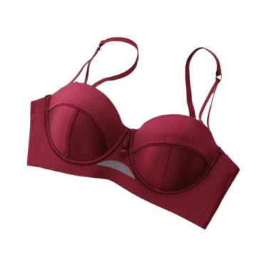 Imagem de Sutiã Push up Anti-SAG De Cetim Vermelho Escuro Para Mulheres, Tamanho