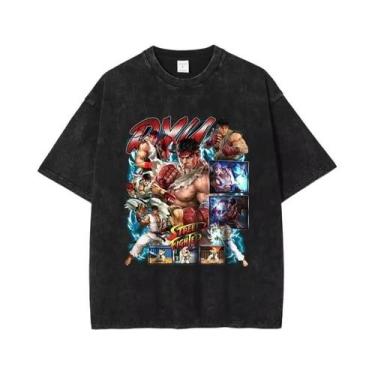 Imagem de Camiseta Oversized De Algodão Vintage Street Fighter Ken Ryu Guile Hip