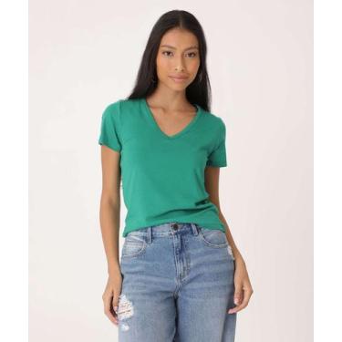 Imagem de Blusa Feminina Básica Manga Curta Marisa-88014, Verde, M
