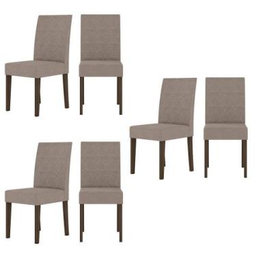 Imagem de Kit de 6 Cadeiras Jade com Tecido em Suede Bordado - Loja DoceLar, Ame