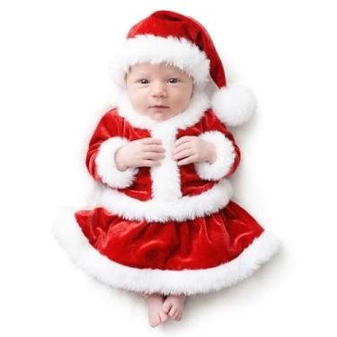 Imagem de ForBaysy Newborn Photoshoot Outfits Christmas Newborn Santa Outfit Newborn Boys Girls Photo Costume jumpsuit With Xmas Hat