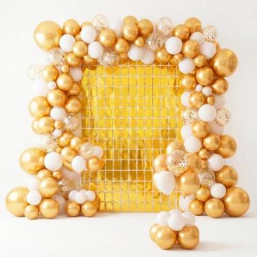 Imagem de Painel Festa Cortina Metalizada Quadradinha Decoração Parede - RIVFEST