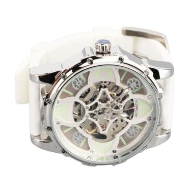 Imagem de Generic Relógio Automático, Relógio Mecânico Automático, Vidro Mineral, 30 M, Resistente à água para Uso Diário (Branco prateado)