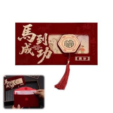Imagem de Envelopes vermelhos de ano novo chinês de 2026, envelope vermelho chinês de ano novo cavalo, envelope de dinheiro da sorte, acabamento em veludo, bolsos vermelhos, para decorações de festivais de