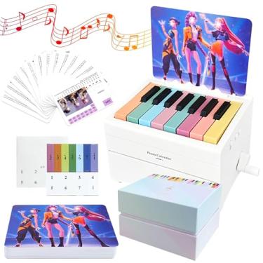 Imagem de Calendário de piano 2026, calendário mensal de mesa com tema de música mágica, cantor coreano, kpop, mini piano com 12 partituras musicais em 13 cartões para presentes de fãs de caçadores, decoração