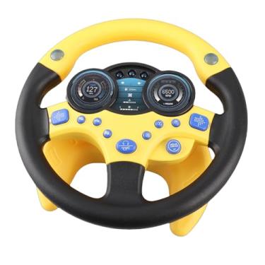 Imagem de Brinquedo de volante, brinquedo de imitação de direção, várias maneiras de brincar, presente de aniversário, adorável volante de brinquedo para uso interno (amarelo, Papai Noel)