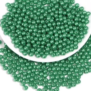 Imagem de Chuyau 1000 peças de pérolas verdes de Natal de 6 mm com furo redondo para artesanato contas falsas de pérolas soltas para mulheres, joias, pulseiras, colares, brincos, chaveiros, acessórios, faça