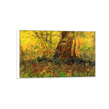 Imagem de BMZFYBS Vincent van Gogh Famosa pintura em tela de arte de parede pronta para pendurar Floresta. Imagem em moldura branca para decoração de sala de estar 60 x 95 cm 24 x 37 pol