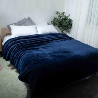 Imagem de Cobertor de lã, cobertores e mantas fofos, femininos, masculinos, para cama, adulto, longo, duplo, solteiro, para sofá, lã grossa de camada dupla, quente, inverno, macio e confortável (azul, 200 x 230
