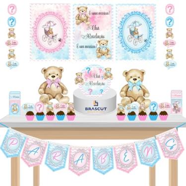 Imagem de Kit Festa Só um Bolinho Chá Revelação Ursinho Urso Mesversario 36 itens