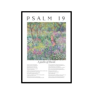 Imagem de Scripture Psalm Collection Monet Van Gogh Famosa pintura em aquarela impressa versículo bíblico pôster em tela decoração de parede de casa cristã (SKU5,20,3x30,5 cm = (20 x 30 cm), moldura preta)
