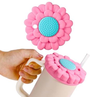 Imagem de Tampa para copo Stanley, tampa de silicone de 12 x 12 x 3,3 cm, tampa de proteção contra poeira de 1,134 g, apenas para Stanley Quencher H2.0 acessórios decorativos para copos (rosa)