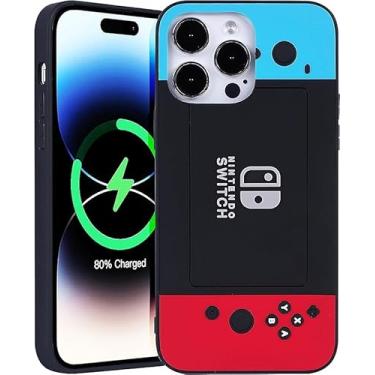 Imagem de ECOLYF Capa compatível com iPhone 12 Pro Max para meninos, crianças, homens, 3D, controle de videogame, tipo de botão personalizado, proteção total para câmera completa, macia, bonita, azul